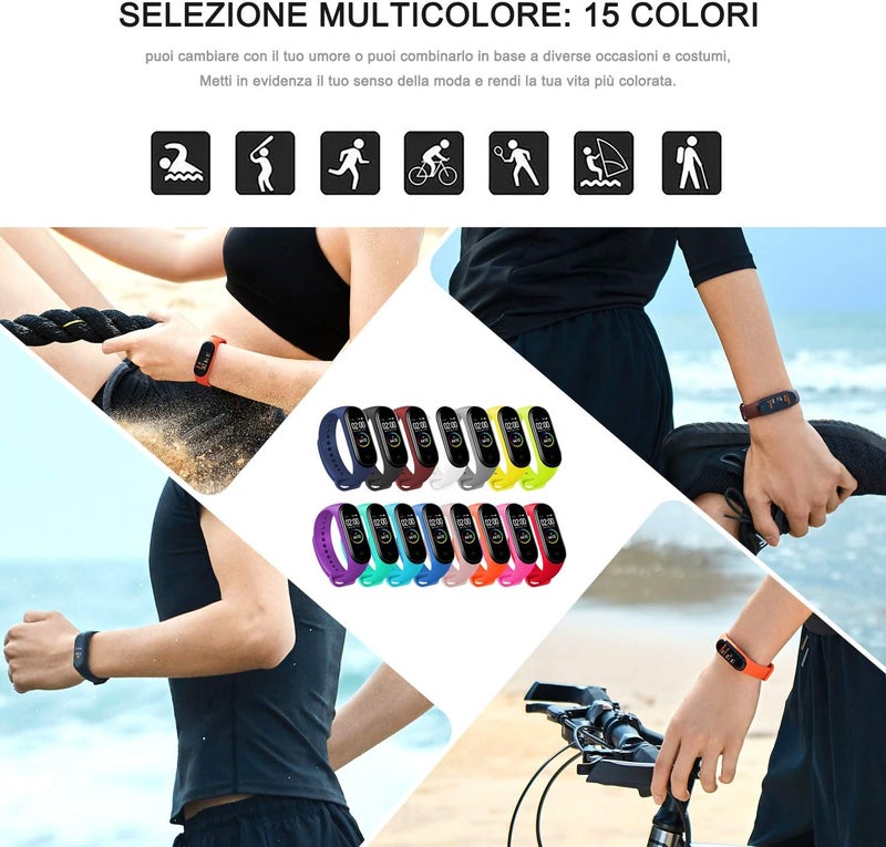بانغتينغ 5 قطع متوافقة مع Xiaomi Mi Band 3/4، سوار بديل لساعة Xiaomi الذكية Mi Band 4، أساور سوار ذكي Mi Band 3، أشرطة سيليكون ملونة، 244 ملم، مطاط - Image 3