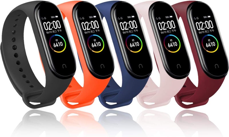 بانغتينغ 5 قطع متوافقة مع Xiaomi Mi Band 3/4، سوار بديل لساعة Xiaomi الذكية Mi Band 4، أساور سوار ذكي Mi Band 3، أشرطة سيليكون ملونة، 244 ملم، مطاط - Image 1