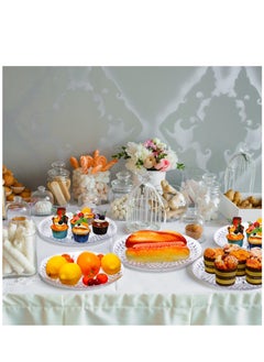 Excefore 10 Pcs Round Serving Platter, Reusable Acrylic Crystal Flan Plate Plastic Tray Clear Round Serving Tray for Food Cake Cookie Fruits Birthday Wedding Party (10 Inch)  - Image 5
