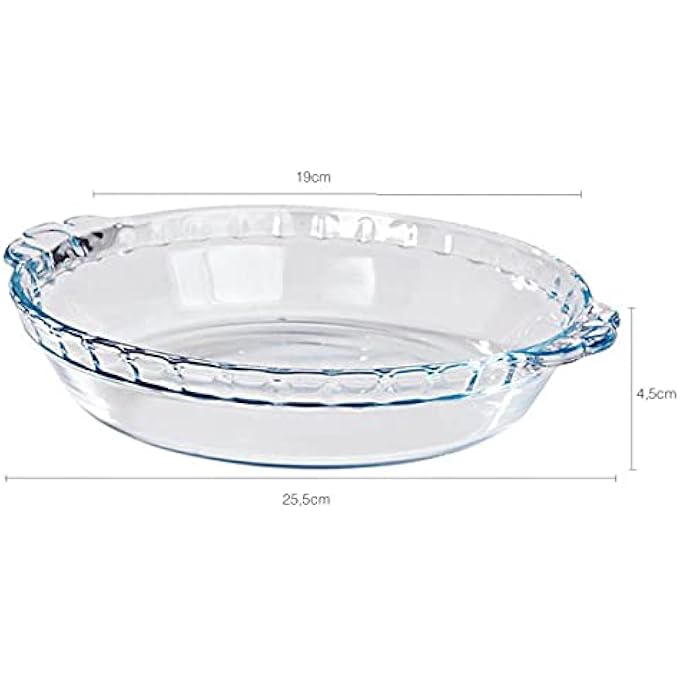 ريحني طبق فطيرة زجاجي متوسط التدويد 13 لتر متينة مقاومة للحرارة، أواني خبز شفافة في الفرن، صينية فطيرة دائرية مخددة آمنة للخبز، الكيش، الحلويات، الفارط، الحلويات، فريزر الميكروويف، غسالة صحون آمنة - Image 2