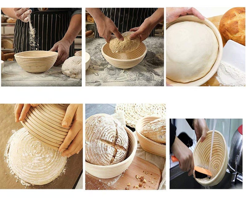 Obeauty 6 pack of 5 inch Sourdough Bread Bakery Basket,Round Bread Banneton Proofing Basket with Linen Liner Cloth, Brotform Dough Rising Rattan Handmade Rattan Bowl for Professional & Home Bakers - Image 4