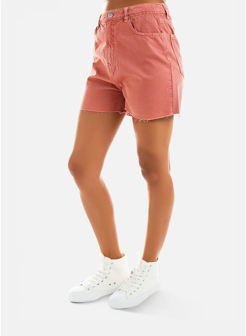 London Rag London Rag Orange Raw Hem Denim Shorts