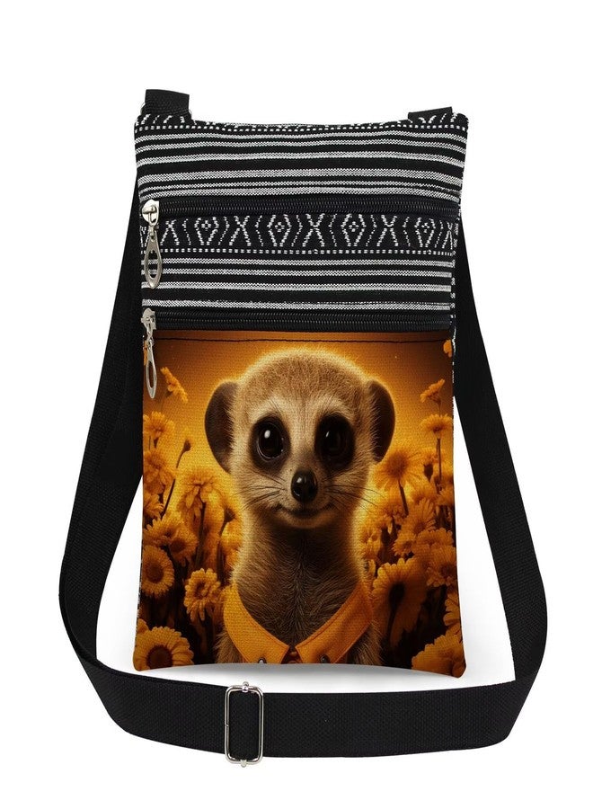 XiaoGalaee Meerkat Sunflower Print Crossbody Bag Adjustable Shoulder Strap for Nature Lovers Daily Use Travel Messenger Bag Birthday Gift Holiday Present for Animal Lover - Image 1
