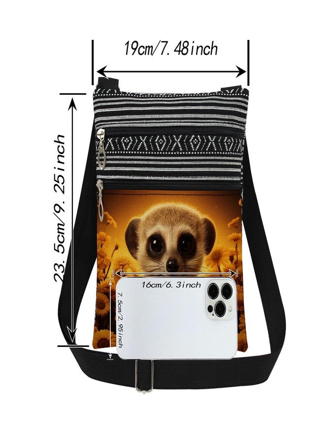 XiaoGalaee Meerkat Sunflower Print Crossbody Bag Adjustable Shoulder Strap for Nature Lovers Daily Use Travel Messenger Bag Birthday Gift Holiday Present for Animal Lover - Image 4