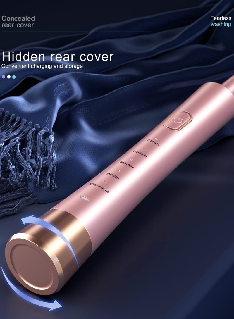 general Sonic Electric Toothbrush for Adults, USB Rechargeable Sonic Toothbrush with 8 Brush Heads, Smart Timer, 5 Modes, 2-Hour Fast Charge Last 30 Days, Pink - Image 3