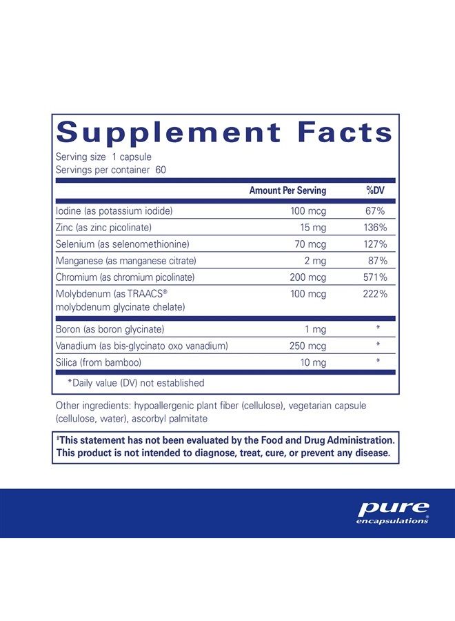 Pure Encapsulations معادن أثرية | مزيج معادن أثرية أساسية لدعم الأيض ووظيفة الخلايا | 60 كبسولة - Image 2
