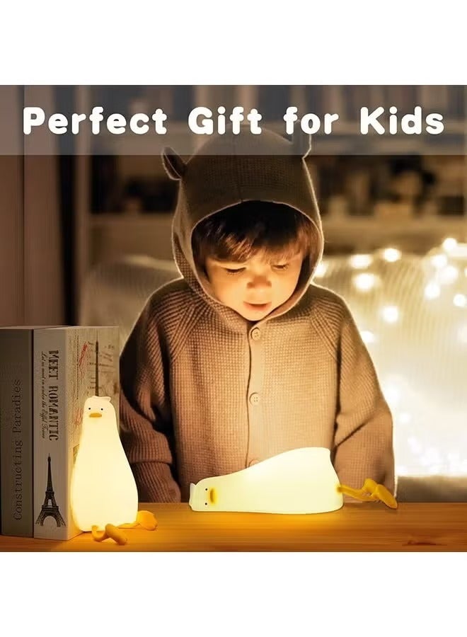 Duck Lamp Lying Flat Duck Night Light – Kids Night Lamp with 3 Speed Adjustable Light, Smart Bedside Lamp with Flap Sensor, Soft Silicone Rechargeable Night Light for Children, Perfect for Bedrooms & Nurseries, Safe and Cozy Lighting Solution - Image 2