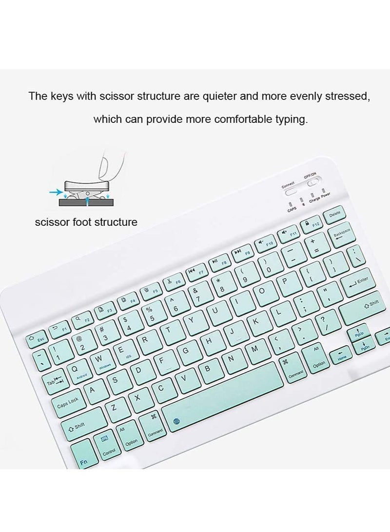 Rechargeable Bluetooth Keyboard and Mouse Combo Ultra-Slim Portable Compact Wireless Mouse Keyboard Set for Android Windows Tablet Cell Phone iPhone iPad Pro Air Mini, iPad OS/iOS 13 and above (Green)  - Image 5