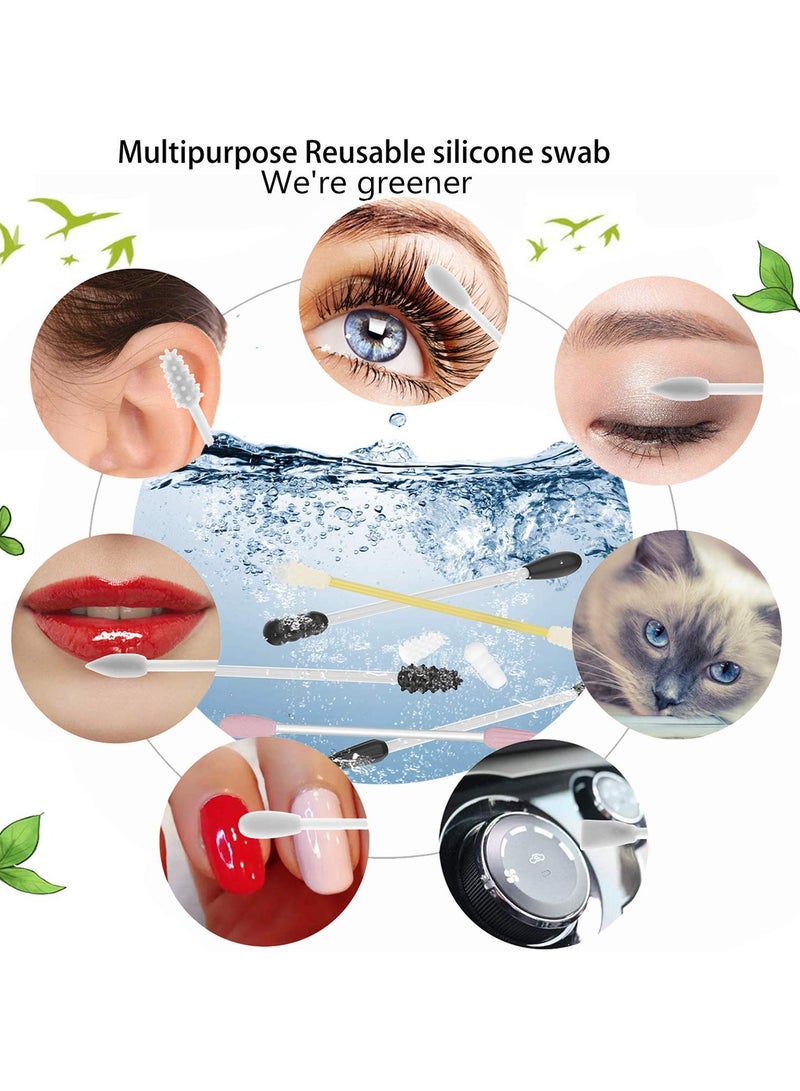 Multifunctional Reusable Silicone Q-Tips with Mirror for Makeup and Ear Cleaning, Portable and Washable - Image 2