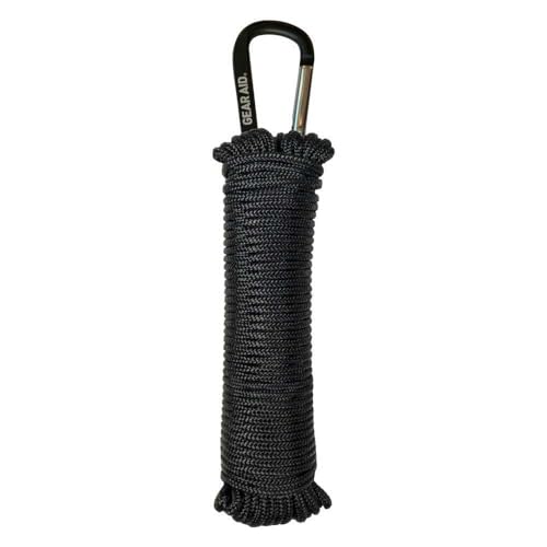GEAR AID 325 حبل بارا كورد وكارابينر، حبل متعدد الاستخدامات للتخييم والمشي، أسود، 50 قدم - Image 1