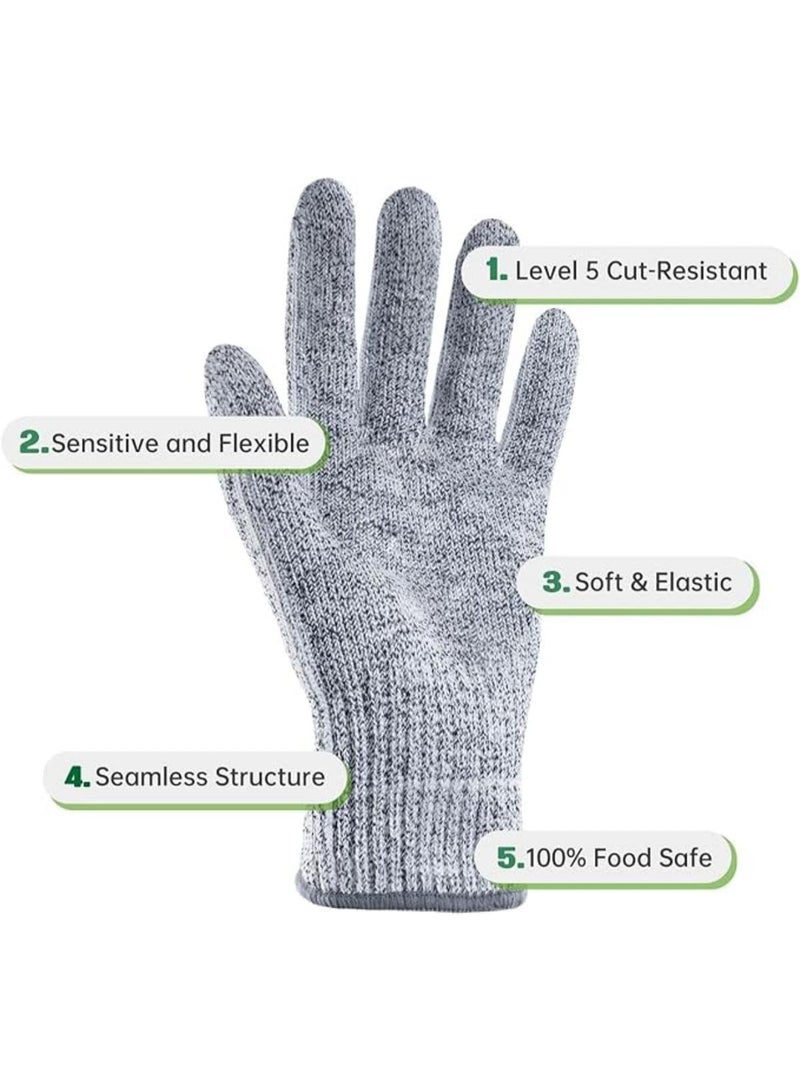 Five pairs of cut-resistant gloves with five levels of protection, food-grade, and comfortable, breathable material for kitchen, cooking, and woodworking. - Image 1