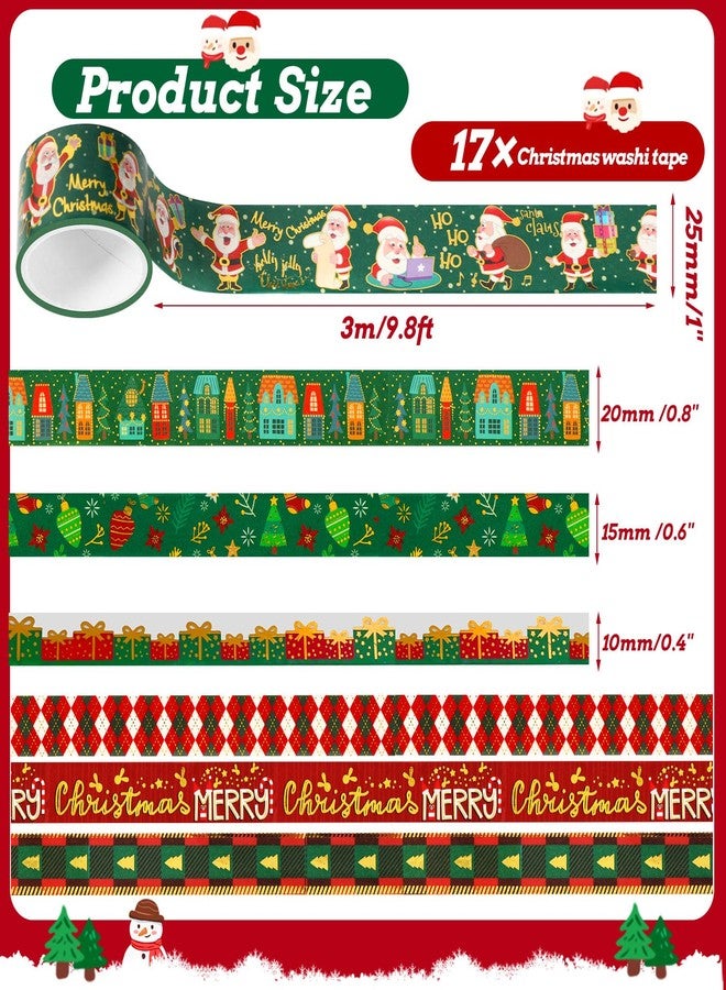 SANNIX 17 Rolls Christmas Washi Tape Holiday Decorative Washi Tapes 4 Sizes - Image 2