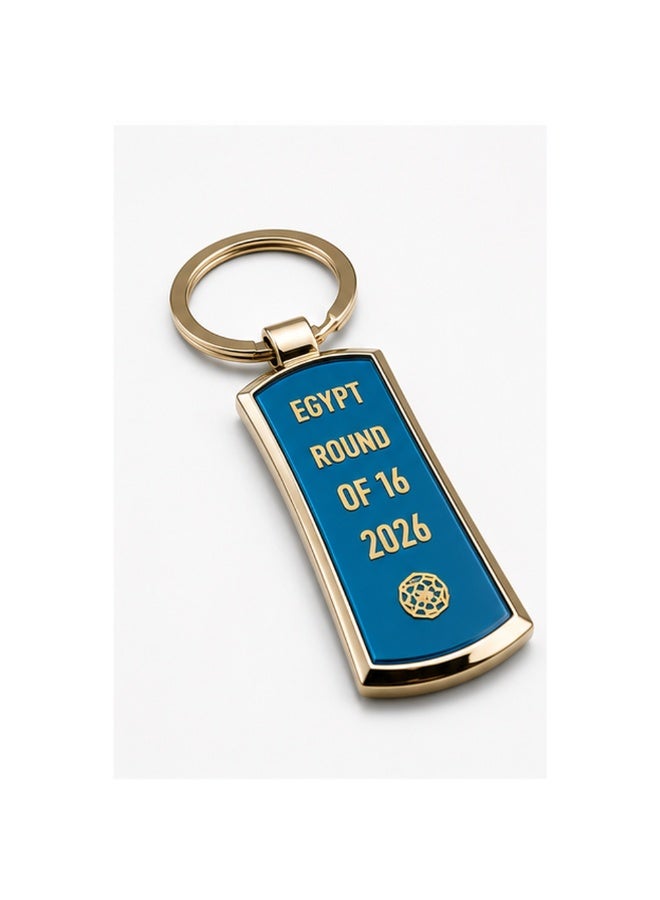Egypt Football Round of 16 2026 Commemorative Metal Keychain, Blue and Gold, 1 Piece - Image 2