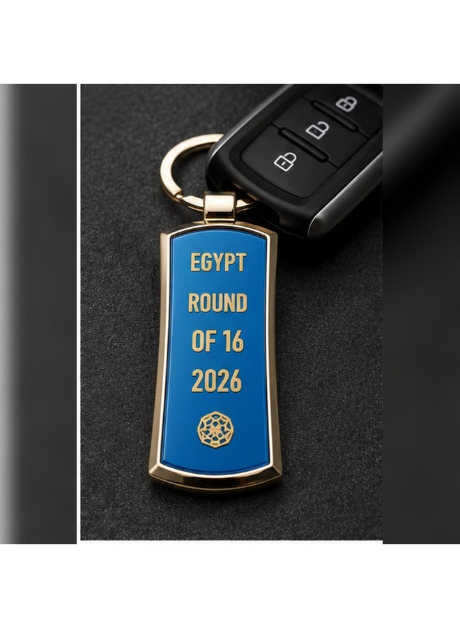 Egypt Football Round of 16 2026 Commemorative Metal Keychain, Blue and Gold, 1 Piece - Image 3