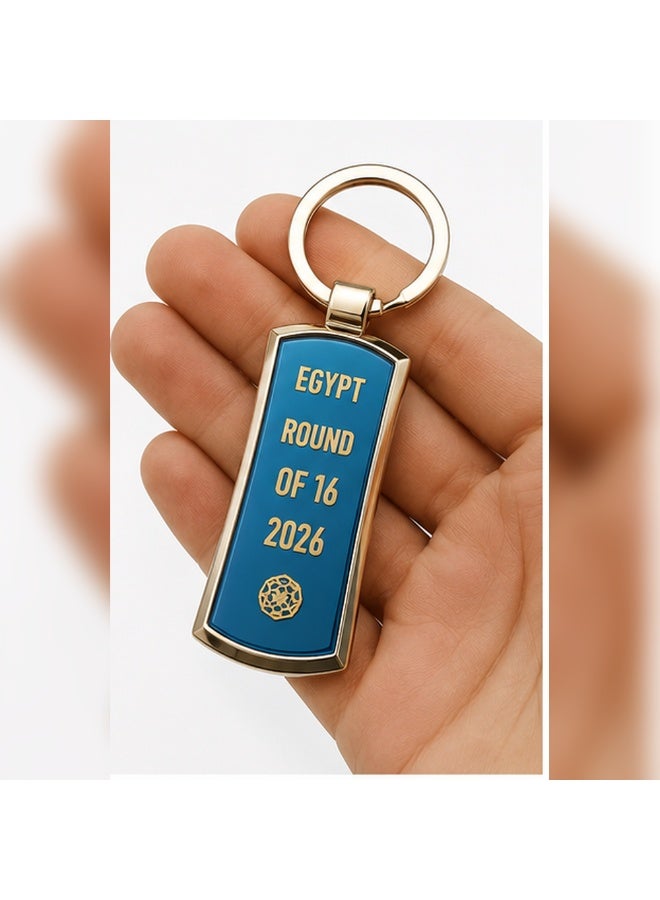 Egypt Football Round of 16 2026 Commemorative Metal Keychain, Blue and Gold, 1 Piece - Image 5