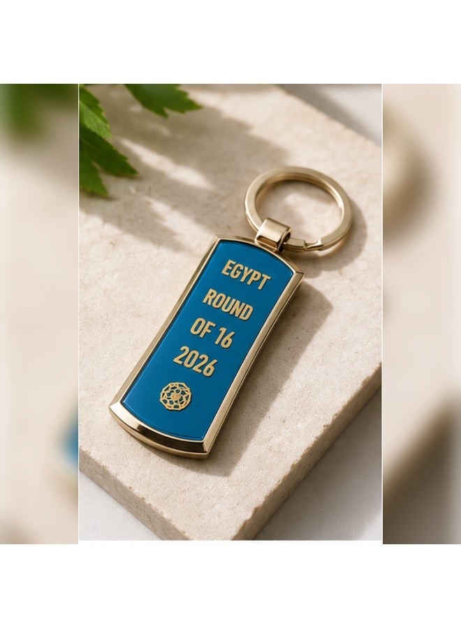 Egypt Football Round of 16 2026 Commemorative Metal Keychain, Blue and Gold, 1 Piece - Image 4