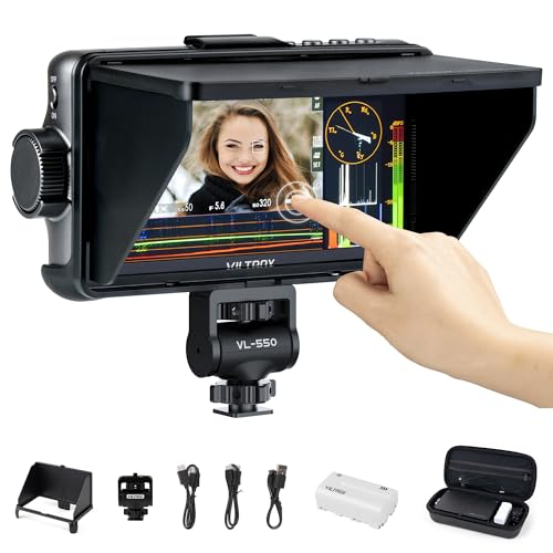 VILTROX DC550 Pro Touchscreen Camera Field Monitor 4K HDMI 55 Inch DSLR Camera Monitor with Battery Sunshade Hood 3D Lut Peaking Focus Assist 1200 nits 160 Wide View Angle DC 12V TypeC 5V in - Image 1