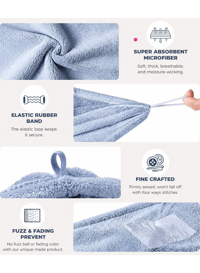 Ringfinity 3PCS Microfiber Hair Towel Wrap for Women – Quick Dry Super Absorbent Hair Turban Towel Set with Button Loop – Soft Anti Frizz Microfiber Hair Drying Towel for Home Spa Gym Travel - Image 3