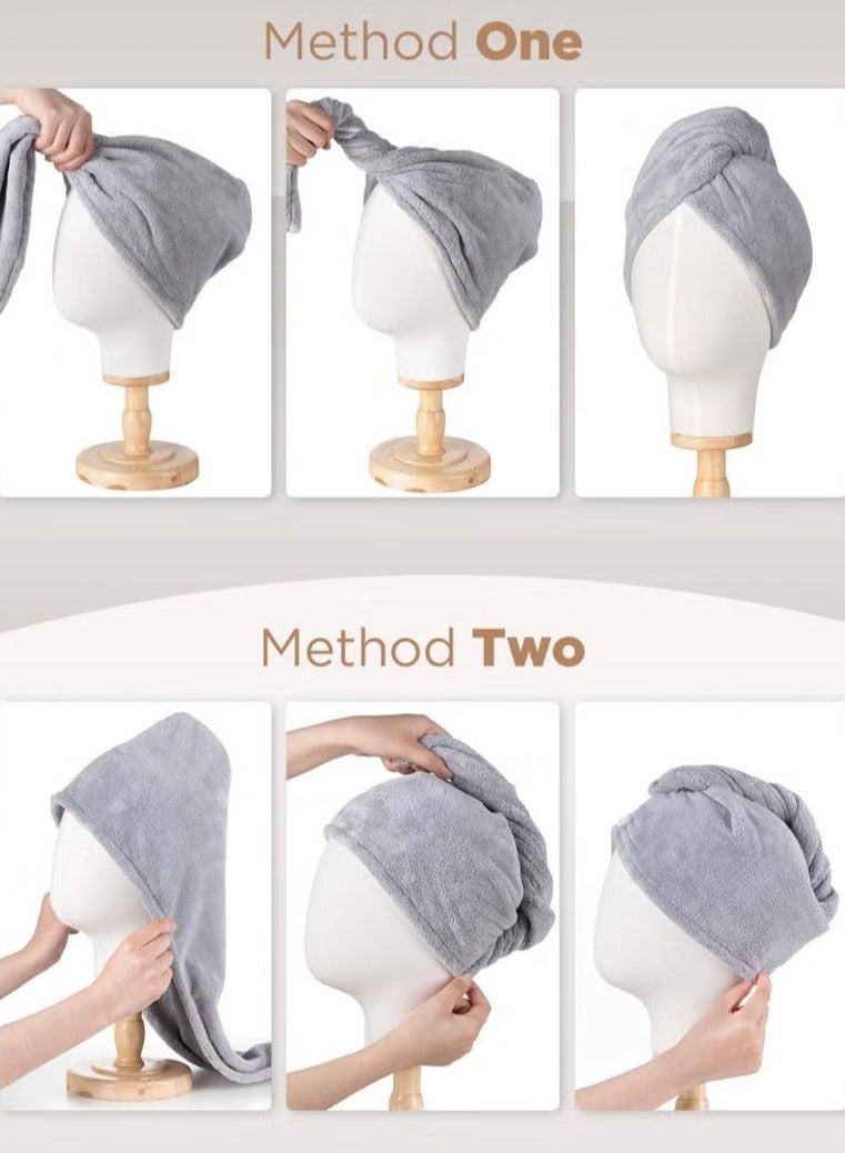 Ringfinity 3PCS Microfiber Hair Towel Wrap for Women – Quick Dry Super Absorbent Hair Turban Towel Set with Button Loop – Soft Anti Frizz Microfiber Hair Drying Towel for Home Spa Gym Travel - Image 5
