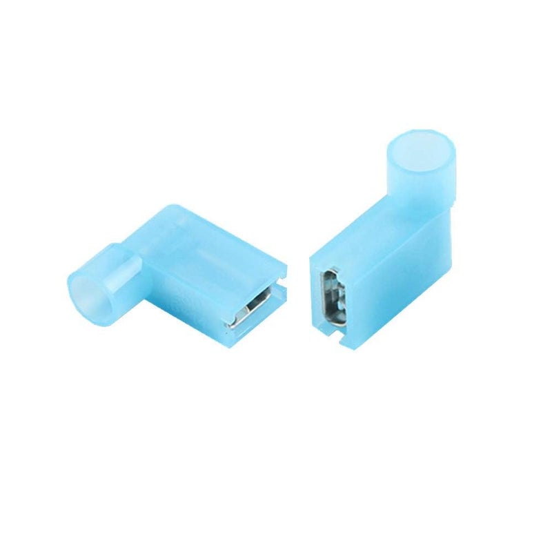 10 Pack 16-14 AWG Flag-Shaped Spade Connectors 16-14 AWG Fully Insulated Nylon Quick Crimp Blue FLDNY2-250 - Image 1