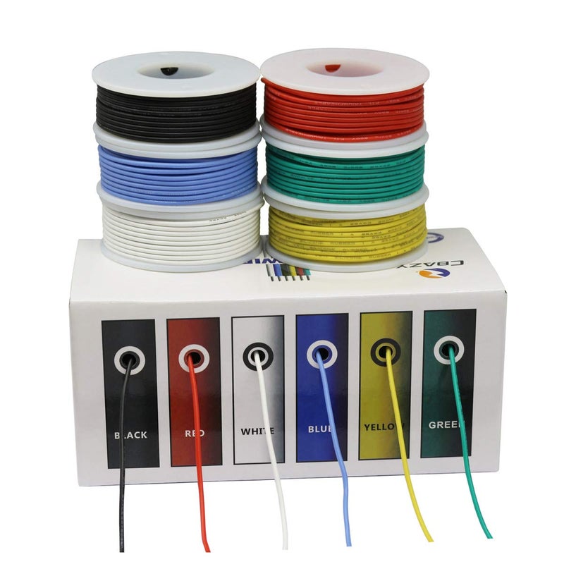CBAZY Hook up Wire Kit (Stranded Wire Kit) 18 Gauge Flexible Silicone Rubber Electric Wire 6 Colors 16.4 feet Each 18 AWG - Image 5