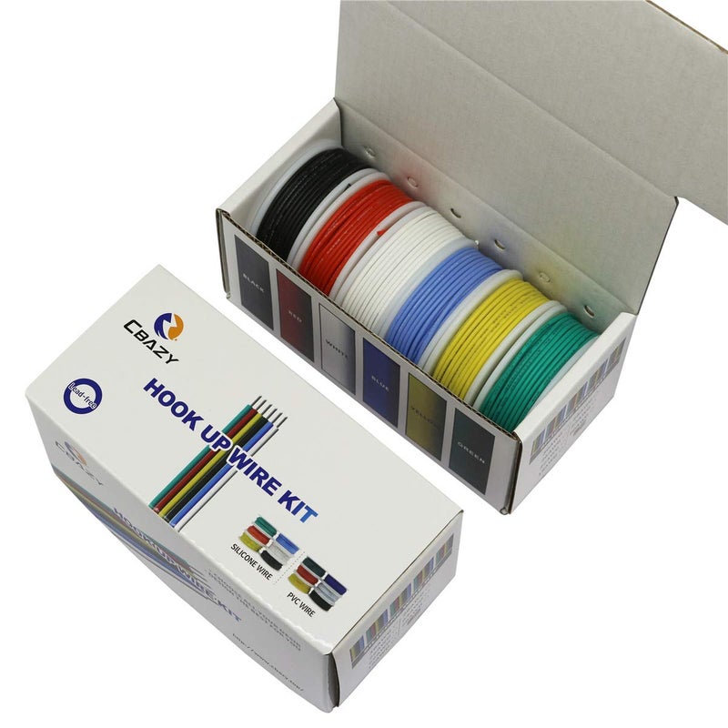 CBAZY Hook up Wire Kit (Stranded Wire Kit) 18 Gauge Flexible Silicone Rubber Electric Wire 6 Colors 16.4 feet Each 18 AWG - Image 3