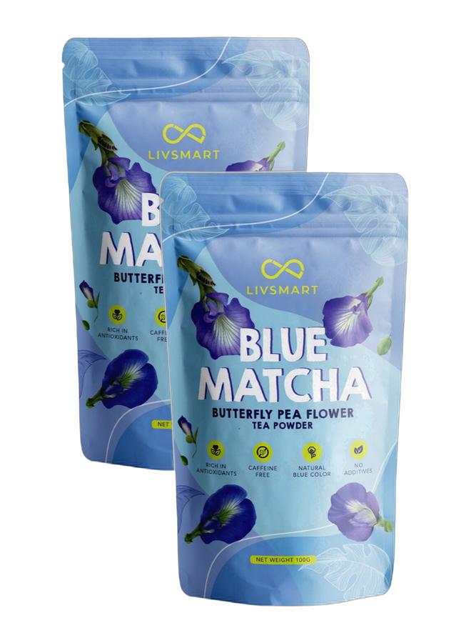 LIVSMART Organic Matcha Tea Powder Butterfly Pea Blue 100g, Pack of 2 - Image 1