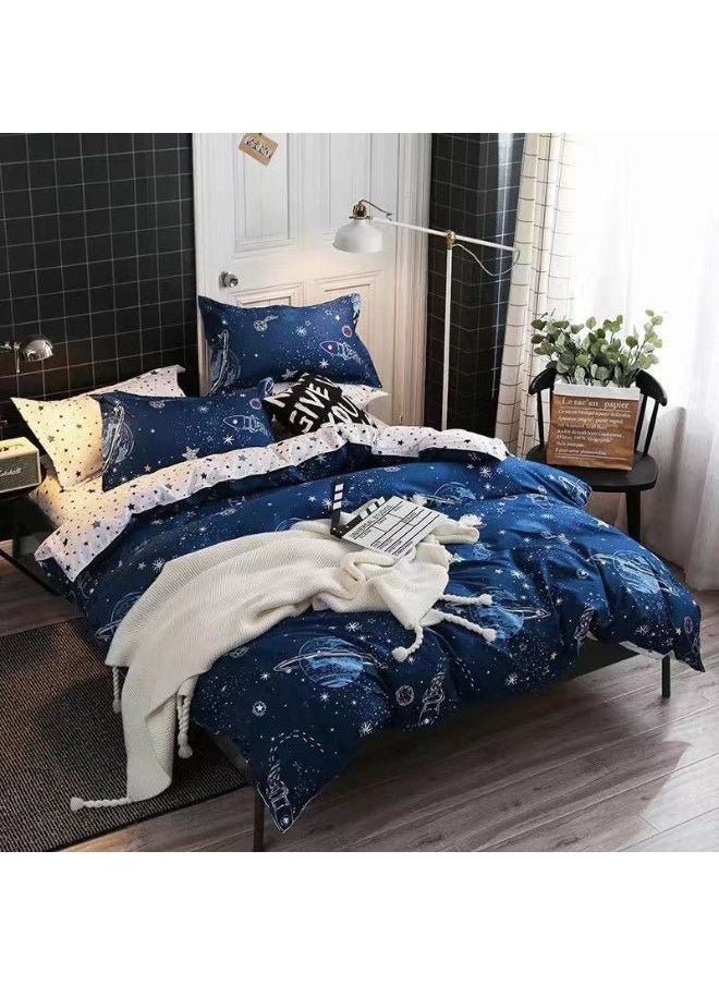 AL RAID Microfibre King Size Duvet Cover Set Includes 1xDuvet Cover 220x240cm, 1xFitted Sheet 200x200+30cm, 4xPillow Case Microfiber Multicolour 50x75cm 