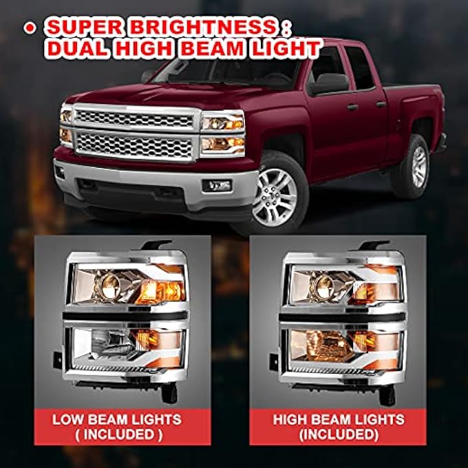 Winjet Compatible With 20142015 Chevrolet Silverado 1500 Led Drl Bar Projector Headlights Chrome Wj100382C01 - Image 5