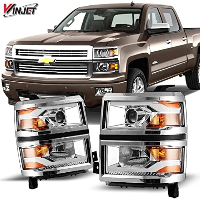 Winjet Compatible With 20142015 Chevrolet Silverado 1500 Led Drl Bar Projector Headlights Chrome Wj100382C01 - Image 1