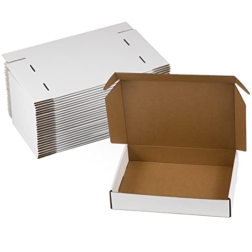 Sodissa 11x8x2 Inches Shipping Boxes Pack of 25, White Corrugated Cardboard Boxes for Small Bussiness - Image 1