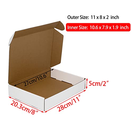 Sodissa 11x8x2 Inches Shipping Boxes Pack of 25, White Corrugated Cardboard Boxes for Small Bussiness - Image 2