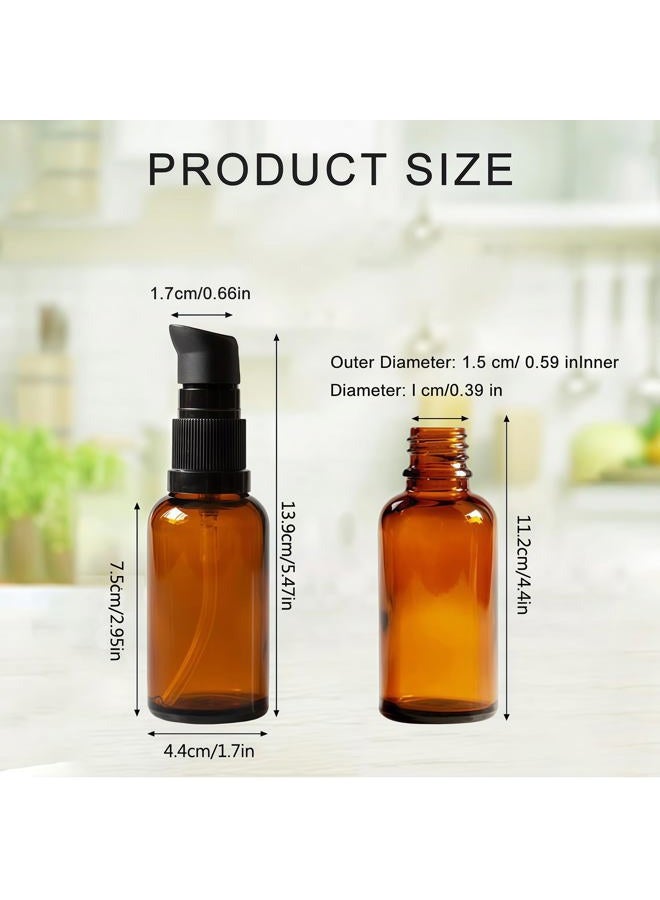 tupwel (100ml /3.4oz) - 1PC Empty Upscale Amber Glass Pump Press Bottles Vial Tube Containers Pot For Face Cream Makeup Facial Cleanser Toiletries Toner Liquid Cosmetics Shampoo Lotion Emulsion (100ML/3.4oz) - Image 2