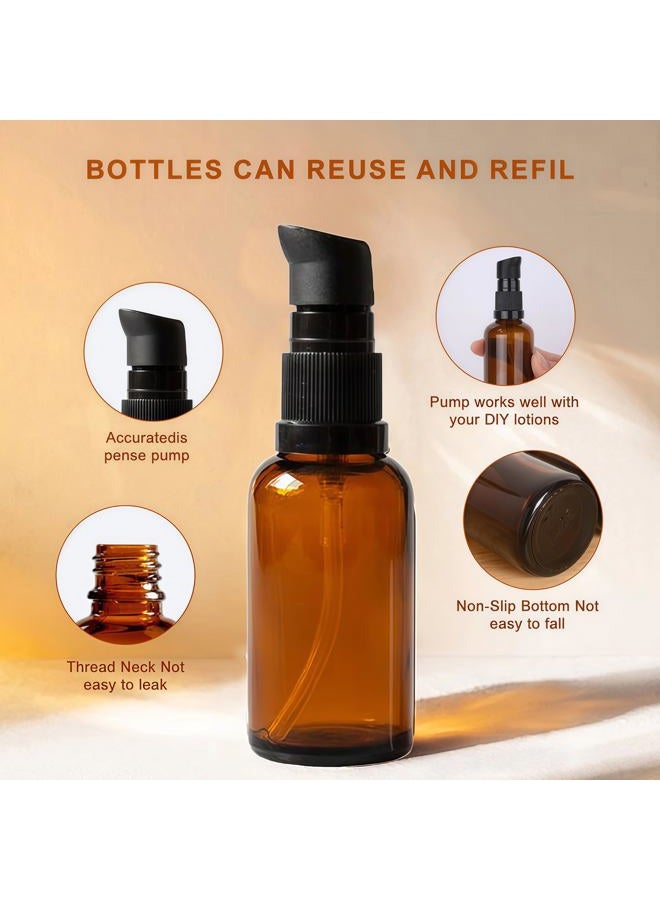 tupwel (100ml /3.4oz) - 1PC Empty Upscale Amber Glass Pump Press Bottles Vial Tube Containers Pot For Face Cream Makeup Facial Cleanser Toiletries Toner Liquid Cosmetics Shampoo Lotion Emulsion (100ML/3.4oz) - Image 3