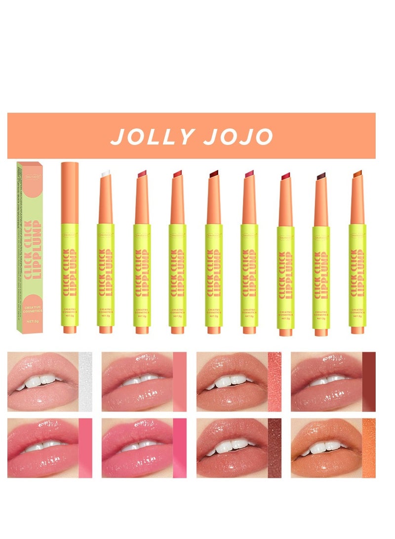 جولي جوجو أحمر شفاه لامع مكون من 8 ألوان، يرطب الشفاه ويضفي عليها سحرًا ولونًا، ينعم الشفاه الجافة، مما يؤدي إلى لمسة نهائية لامعة ومصبغة، 8 قطع - Image 1
