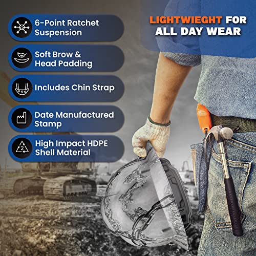 Acerpal Full Brim Non-Vented Chain Art Design Matte Finish OSHA Hard Hat with 6 Point Suspension - Image 3