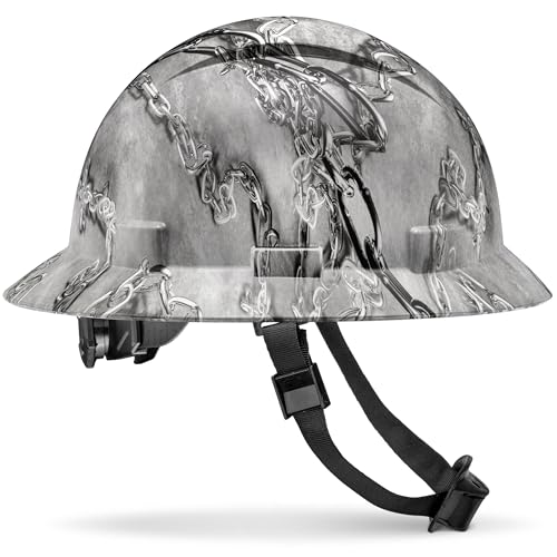 Acerpal Full Brim Non-Vented Chain Art Design Matte Finish OSHA Hard Hat with 6 Point Suspension - Image 1