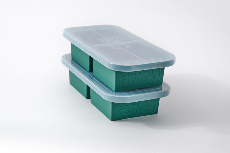 Souper Cubes 2 Cup Silicone Freezer Tray with Lids, Perfect for Storing Lasagna, Leftovers, Sauces, Portioned Meals and More, Silicone Soup Freezer Molds for Meal Prepping - Kale - 2-Pack - Image 1
