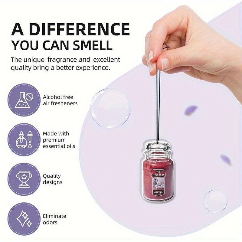 Home Sweet Home Jar Shaped Car Air Freshener 3 Pcs Random Scented Paper Pieces Natural Perfumed Rearview Mirror Decorative Car Interior Pendant Christmas Gift - Image 5