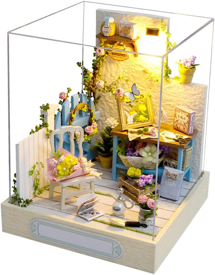 klarako Miniature Wooden Doll House with Furniture Kits Cottage Dream House DIY 3D Puzzles Building Kit Home Decor Birthday Toy - C - Image 1