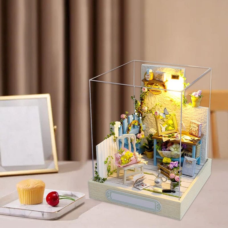 klarako Miniature Wooden Doll House with Furniture Kits Cottage Dream House DIY 3D Puzzles Building Kit Home Decor Birthday Toy - C - Image 4