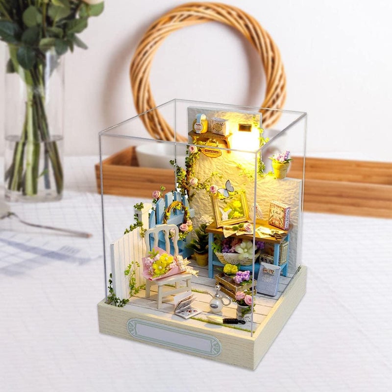 klarako Miniature Wooden Doll House with Furniture Kits Cottage Dream House DIY 3D Puzzles Building Kit Home Decor Birthday Toy - C - Image 5