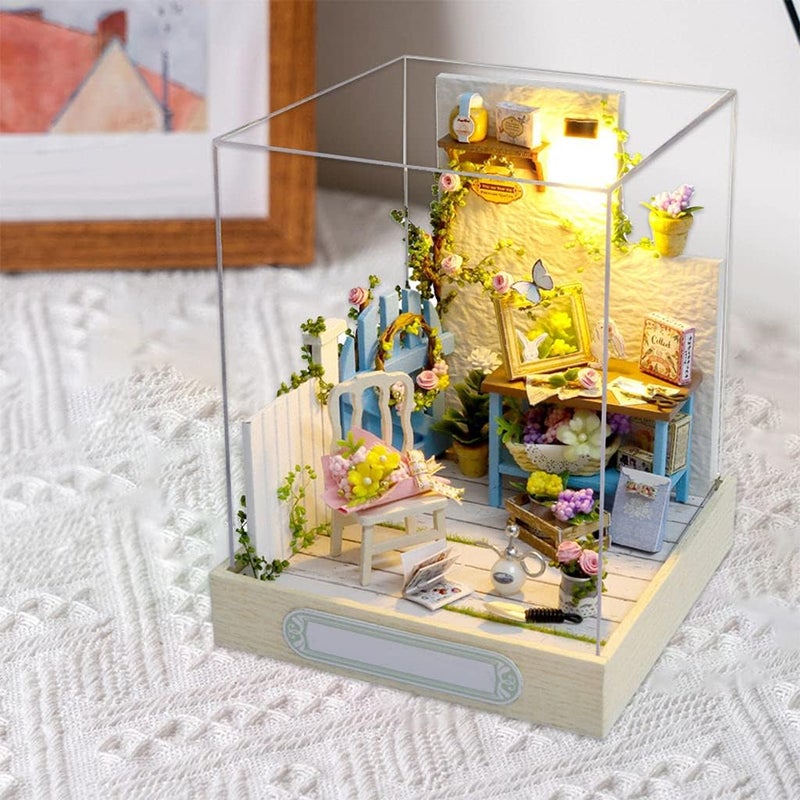 klarako Miniature Wooden Doll House with Furniture Kits Cottage Dream House DIY 3D Puzzles Building Kit Home Decor Birthday Toy - C - Image 2
