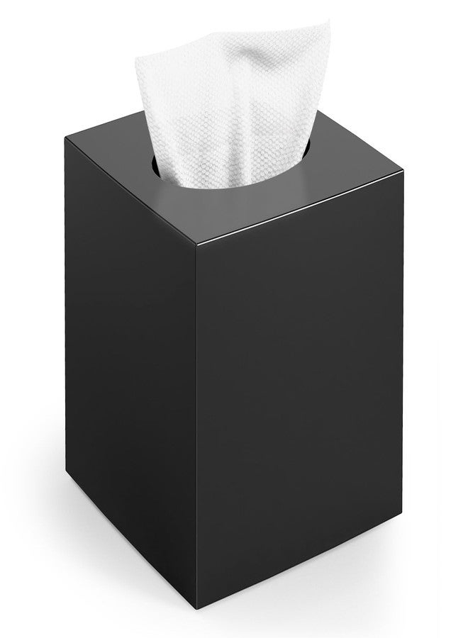 Chintu Tissue Box Cover, Square Modern Facial Acrylic Tissue Holder Napkin Dispenser Accessories for Bathroom Vanity Countertop,Bedroom Dresser,Night Stand,Desk,Office (Black) - Image 1