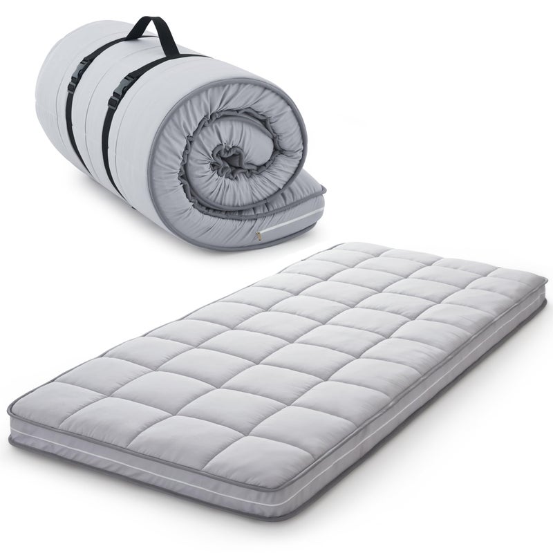 Jamdok 4Inch Cot Mattress TopperNarrow Twin Gel Infused Memory FoamMachine Washable Thickened Pillow Top CoverRoll Up Floors MatPortable Folding Sleep Pad75 X 30
