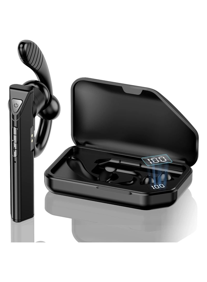 Business Bluetooth Headset Wireless Headset Single Ear Hook with LED Display Headset CVC Noise Canceling Headset Hands-Free Headset 500mAh Battery Suitable for Business Work and Driving (K3-Black) - Image 1