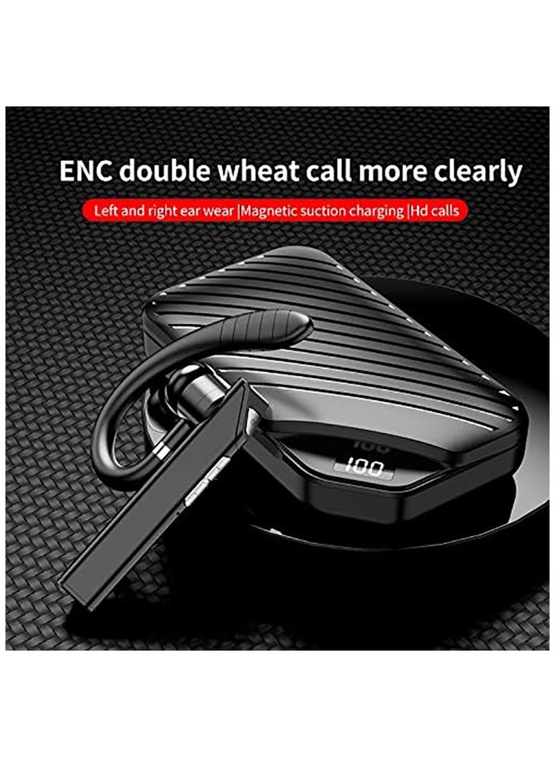 Business Bluetooth Headset Wireless Headset Single Ear Hook with LED Display Headset CVC Noise Canceling Headset Hands-Free Headset 500mAh Battery Suitable for Business Work and Driving (K3-Black) - Image 2