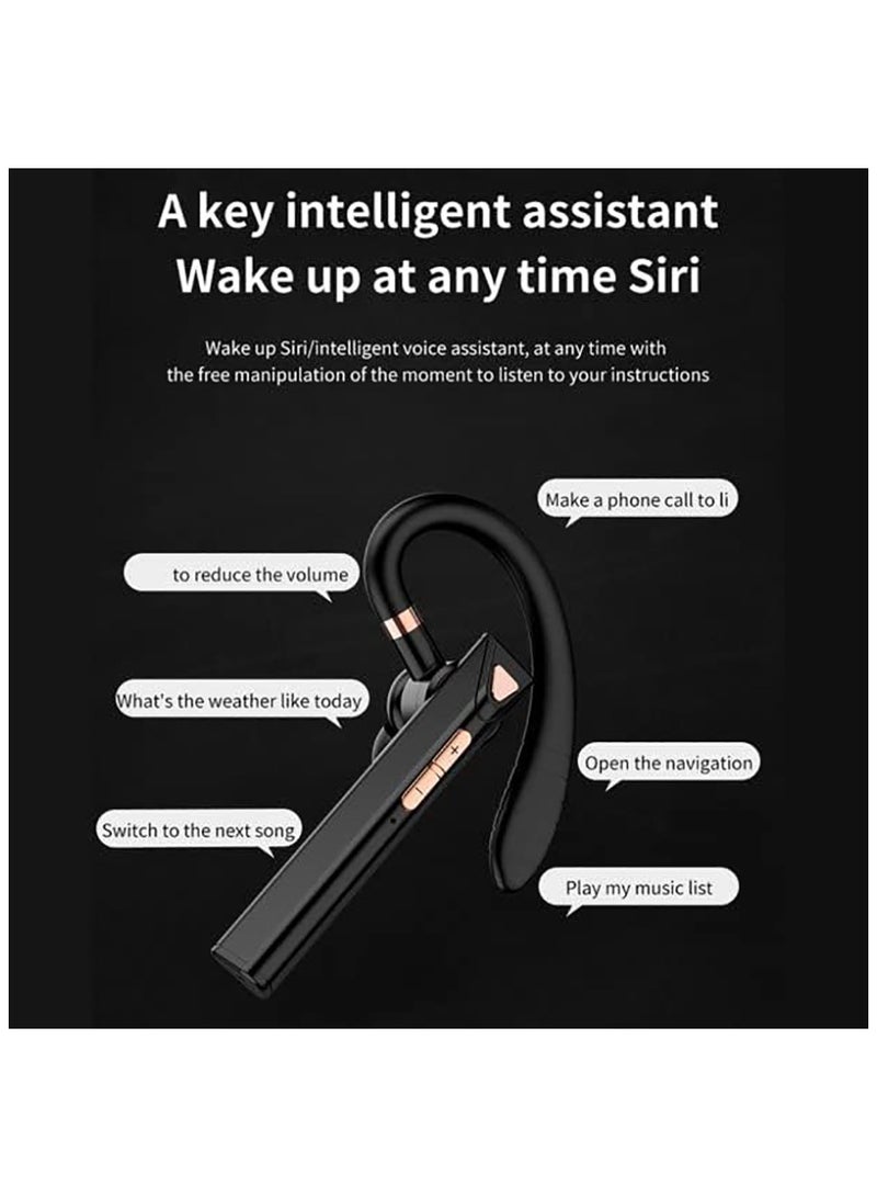 Business Bluetooth Headset Wireless Headset Single Ear Hook with LED Display Headset CVC Noise Canceling Headset Hands-Free Headset 500mAh Battery Suitable for Business Work and Driving (K3-Black) - Image 4