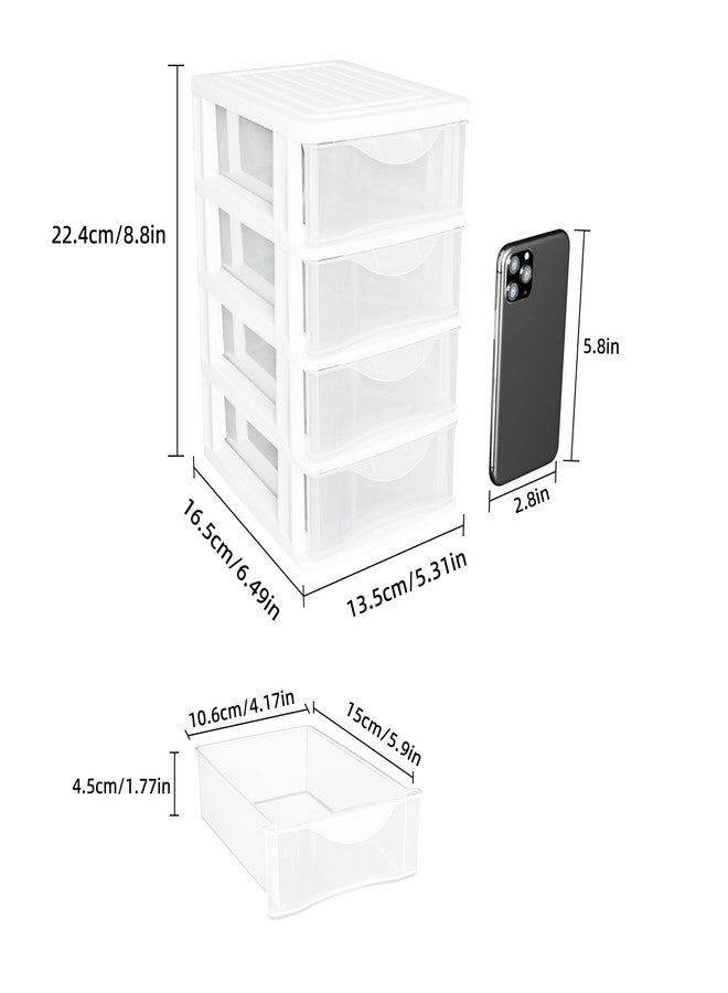 Gonice Small 4 Drawer Desktop Organizer, 2 Pack White Plastic Storage, Desktop Organization for Small Tools, Stackable - Image 2