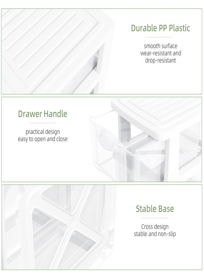 Gonice Small 4 Drawer Desktop Organizer, 2 Pack White Plastic Storage, Desktop Organization for Small Tools, Stackable - Image 5